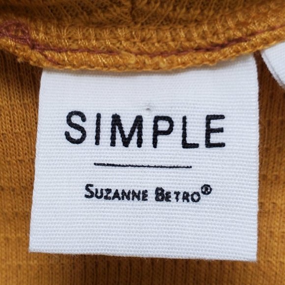 Simple by Suzanne Betro Mustard Yellow Textured Casual Cowl Neck Top Size M - Picture 9 of 11